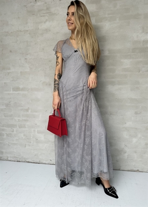 Kally Lace maxi v-neck kjole Alloy Light Gray ROTATE By Birger Christensen 